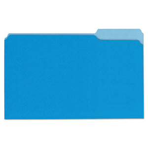 ESUNV10521 - File Folders, 1-3 Cut One-Ply Top Tab, Legal, Blue-light Blue, 100-box