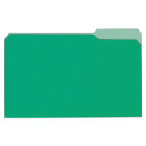 ESUNV10522 - File Folders, 1-3 Cut One-Ply Tab, Legal, Bright Green-light Green, 100-box