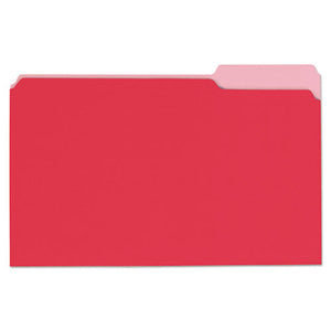 ESUNV10523 - File Folders, 1-3 Cut One-Ply Top Tab, Legal, Red-light Red, 100-box