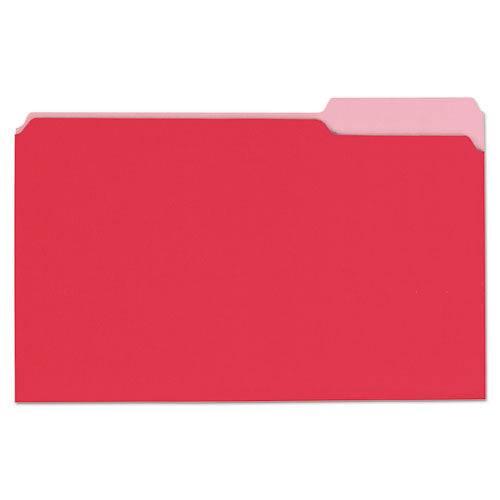 ESUNV10523 - File Folders, 1-3 Cut One-Ply Top Tab, Legal, Red-light Red, 100-box