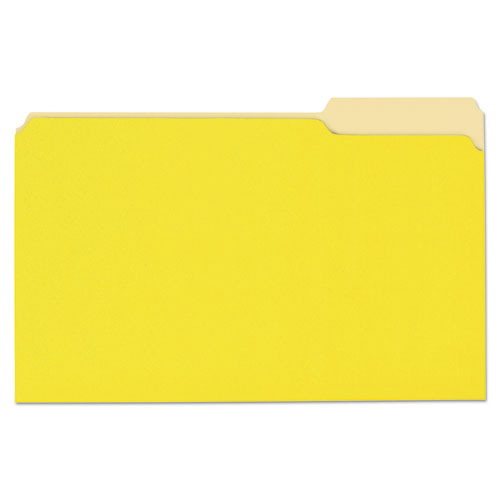ESUNV10524 - File Folders, 1-3 Cut One-Ply Top Tab, Legal, Yellow-light Yellow, 100-box