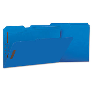 ESUNV13525 - Deluxe Reinforced Top Tab Folders, 2 Fasteners, 1-3 Tab, Legal, Blue, 50-box