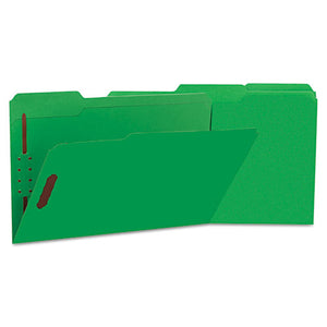 ESUNV13526 - Deluxe Reinforced Top Tab Folders, 2 Fasteners, 1-3 Tab, Legal, Green, 50-box