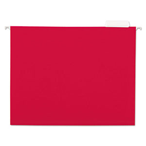 ESUNV14118 - Hanging File Folders, 1-5 Tab, 11 Point Stock, Letter, Red, 25-box