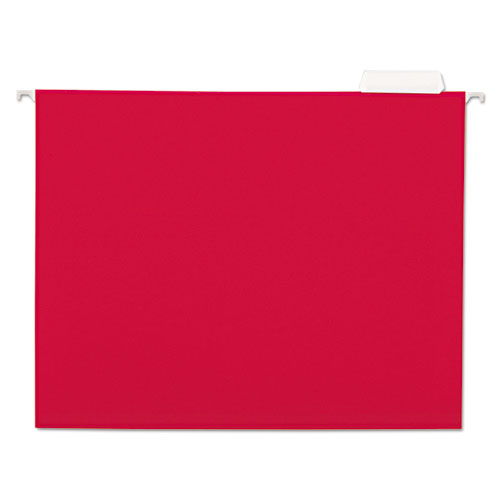 ESUNV14118 - Hanging File Folders, 1-5 Tab, 11 Point Stock, Letter, Red, 25-box