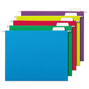 ESUNV14121 - Hanging File Folders, 1-5 Tab, 11 Point, Letter, Assorted Colors, 25-box