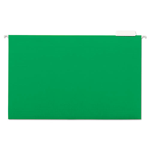 ESUNV14217 - Hanging File Folders, 1-5 Tab, 11 Point Stock, Legal, Green, 25-box