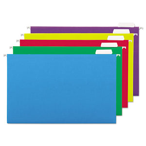 ESUNV14221 - Hanging File Folders, 1-5 Tab, 11 Point, Legal, Assorted Colors, 25-box