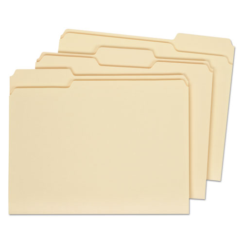 ESUNV16113 - File Folders, 1-3 Cut Assorted, Two-Ply Top Tab, Letter, Manila, 100-box