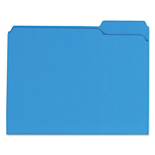 ESUNV16161 - REINFORCED TOP-TAB FILE FOLDERS, 1-3-CUT ASSORTED, 2-PLY, LETTER, BLUE, 100-BX