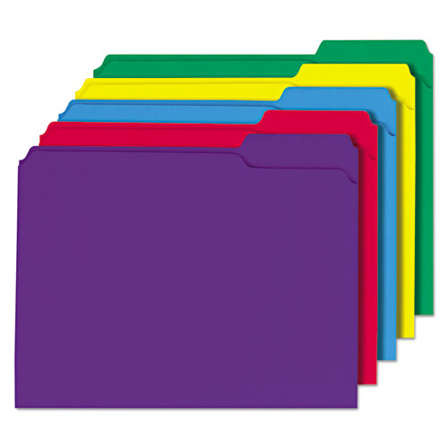 ESUNV16166 - REINFORCED TOP-TAB FILE FOLDERS, 1-3-CUT, 2-PLY, LETTER, ASSORTED, 100-BX