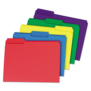 ESUNV16466 - Heavyweight File Folders, 1-3 Cut One-Ply Top Tab, Letter, Assorted, 50-pack