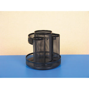 ESUNV20022 - METAL MESH ROTATING DESKTOP ORGANIZER, 6 1-2 DIA X 6 1-8H, BLACK