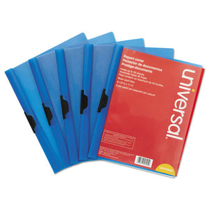 ESUNV20525 - Plastic Report Cover W-clip, Letter, Holds 30 Pages, Clear-blue, 5-pk