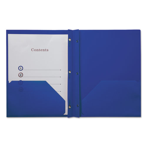 ESUNV20551 - Plastic Twin-Pocket Report Covers With 3 Fasteners, 100 Sheets,navyblue, 10-pk