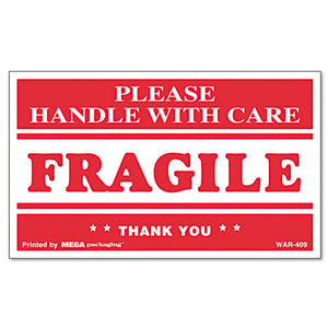 ESUNV308383 - Fragile Handle With Care Self-Adhesive Shipping Labels, 3 X 5, 500-roll