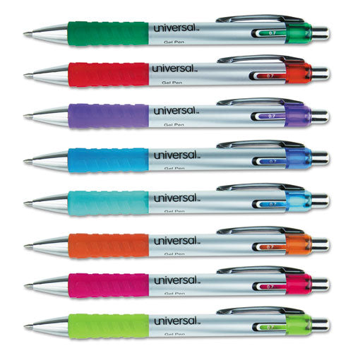 ESUNV39725 - Comfort Grip Deluxe Retractable Gel Ink Roller Ball Pen, 0.7 Mm, Assorted, 8-st