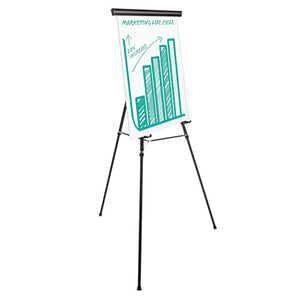 ESUNV43034 - HEAVY-DUTY ADJUSTABLE PRESENTATION EASEL, 69" MAXIMUM HEIGHT, METAL, BLACK