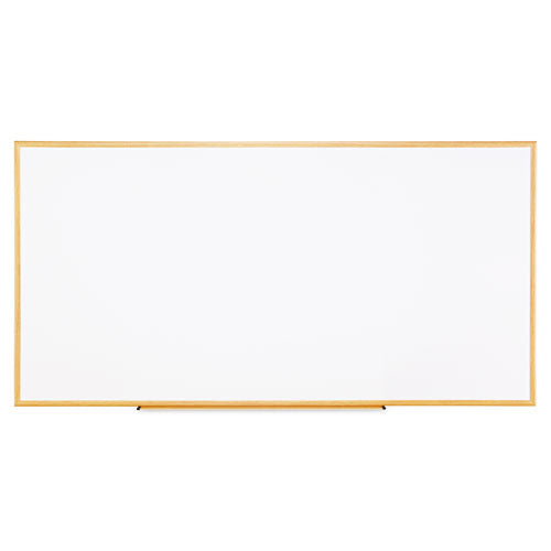 ESUNV43620 - Dry-Erase Board, Melamine, 96 X 48, White, Oak-Finished Frame