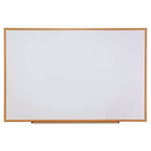 ESUNV43621 - Dry-Erase Board, Melamine, 72 X 48, White, Oak-Finished Frame