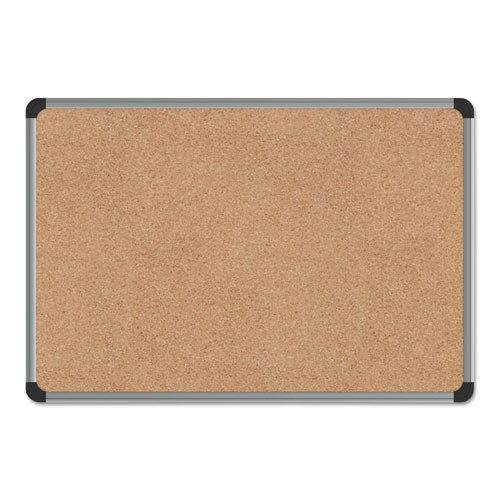 ESUNV43712 - Cork Board With Aluminum Frame, 24 X 18, Natural, Silver Frame