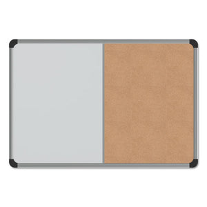 ESUNV43742 - Cork-dry Erase Board, Melamine, 24 X 18, Black-gray Aluminum-plastic Frame