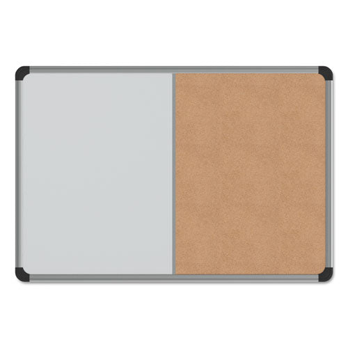 ESUNV43742 - Cork-dry Erase Board, Melamine, 24 X 18, Black-gray Aluminum-plastic Frame