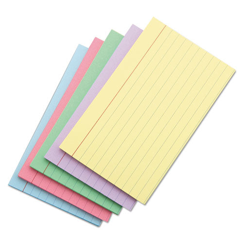 ESUNV47256 - Index Cards, 5 X 8, Blue-salmon-green-cherry-canary, 100-pack