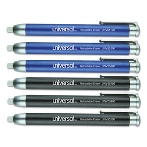 ESUNV55106 - Pen-Style Retractable Eraser, Blue;black, 6-pack