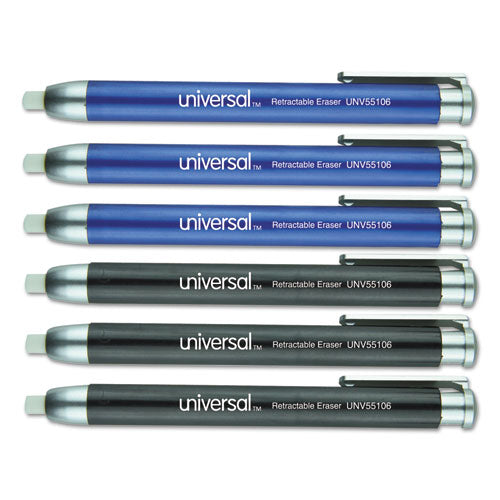 ESUNV55106 - Pen-Style Retractable Eraser, Blue;black, 6-pack