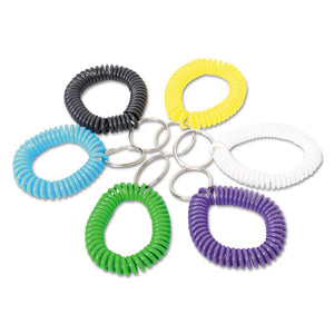 ESUNV56051 - Wrist Coil Plus Key Ring, Plastic, Assorted Colors, 6-pack