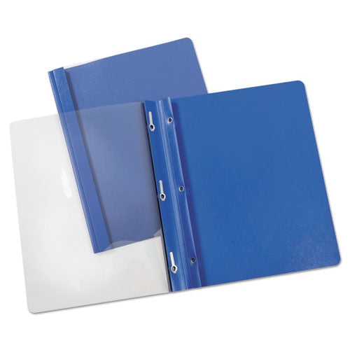 ESUNV56101 - Report Cover, Tang Clip, Letter, 1-2" Capacity, Clear-blue, 25-box