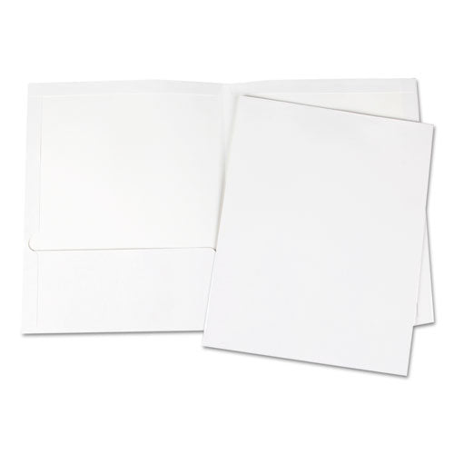 ESUNV56417 - Laminated Two-Pocket Portfolios, Cardboard Paper, White, 11 X 8 1-2, 25-Pack