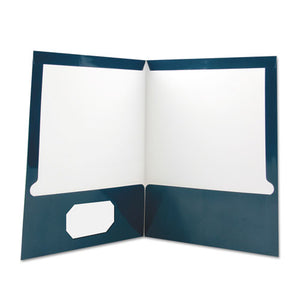 ESUNV56418 - Laminated Two-Pocket Folder, Cardboard Paper, Navy, 11 X 8 1-2, 25-Pack