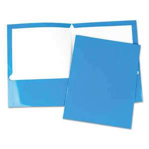 ESUNV56419 - Laminated Two-Pocket Folder, Cardboard Paper, Blue, 11 X 8 1-2, 25-Pack