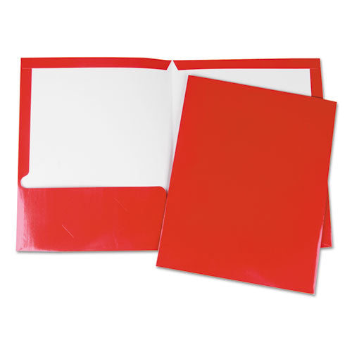 ESUNV56420 - Laminated Two-Pocket Folder, Cardboard Paper, Red, 11 X 8 1-2, 25-Pack