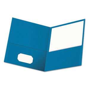 ESUNV56601 - Two-Pocket Portfolio, Embossed Leather Grain Paper, Light Blue, 25-box