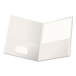 ESUNV56604 - Two-Pocket Portfolio, Embossed Leather Grain Paper, White, 25-box