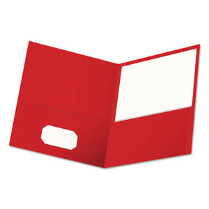 ESUNV56611 - Two-Pocket Portfolio, Embossed Leather Grain Paper, Red, 25-box