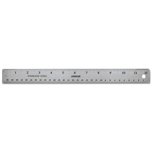 ESUNV59023 - Stainless Steel Ruler W-cork Back And Hanging Hole, 12", Silver