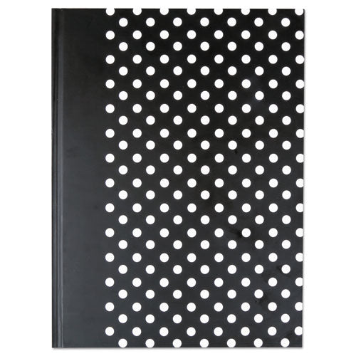 ESUNV66350 - Casebound Hardcover Notebook, 10 1-4 X 7 5-8, Black With White Dots