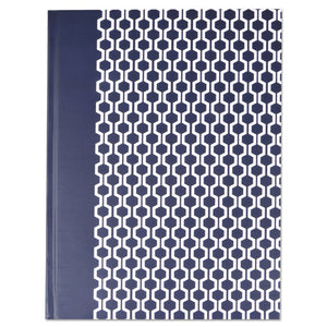 ESUNV66351 - Casebound Hardcover Notebook, 10 1-4 X 7 5-8, Dark Blue With Hexagon Pattern