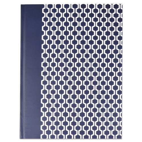 ESUNV66351 - Casebound Hardcover Notebook, 10 1-4 X 7 5-8, Dark Blue With Hexagon Pattern