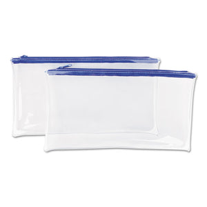 ESUNV69025 - ZIPPERED WALLETS-CASES, 11 X 6, CLEAR-BLUE, 2-PACK