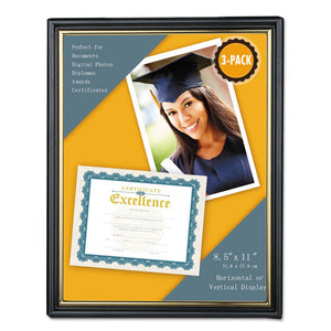 ESUNV76849 - All Purpose Document Frame, 8 1-2 X 11 Insert, Black-gold, 3-pack