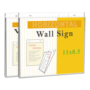 ESUNV76883 - WALL MOUNT SIGN HOLDER, 11" X 8 1-2", HORIZONTAL, CLEAR