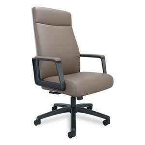 Prestige Bonded Leather Manager Chair, Supports Up To 275 Lb, Warm Gray Seat-back, Gray Base