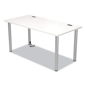 Essentials Writing Table-desk With Integrated Power Management, 59.7" X 29.3" X 28.8", White-aluminum