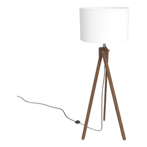 Essentials Wood Floor Lamp With Drum Shade, 57.5" H, Espesso-white