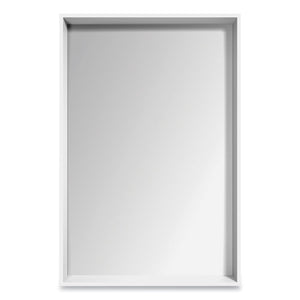 Plastic Frame Wall Mirror, Rectangular, White Frame, 30.78 X 4.96 X 41.5